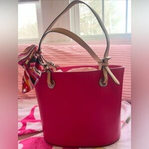 👛 Michael Kors Hot Pink Tote Bag w. Twilly Scarf | EUC | Barbiecore Summer